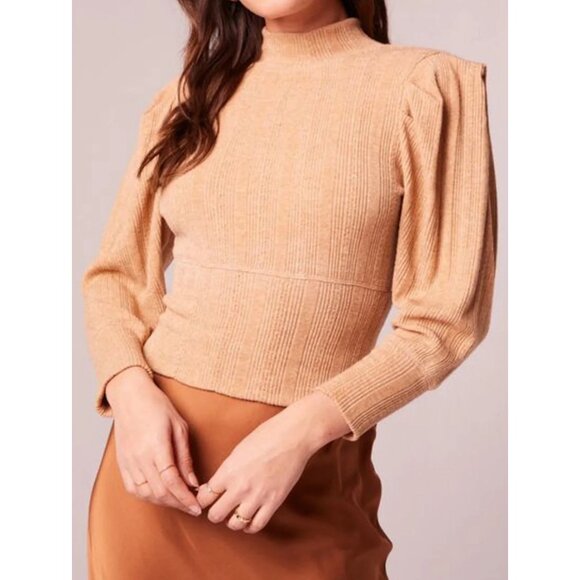 Band of the Free NWT Mock Neck Ribbed Long Sleeve Sweater Sz L Womens Beige - Picture 11 of 11